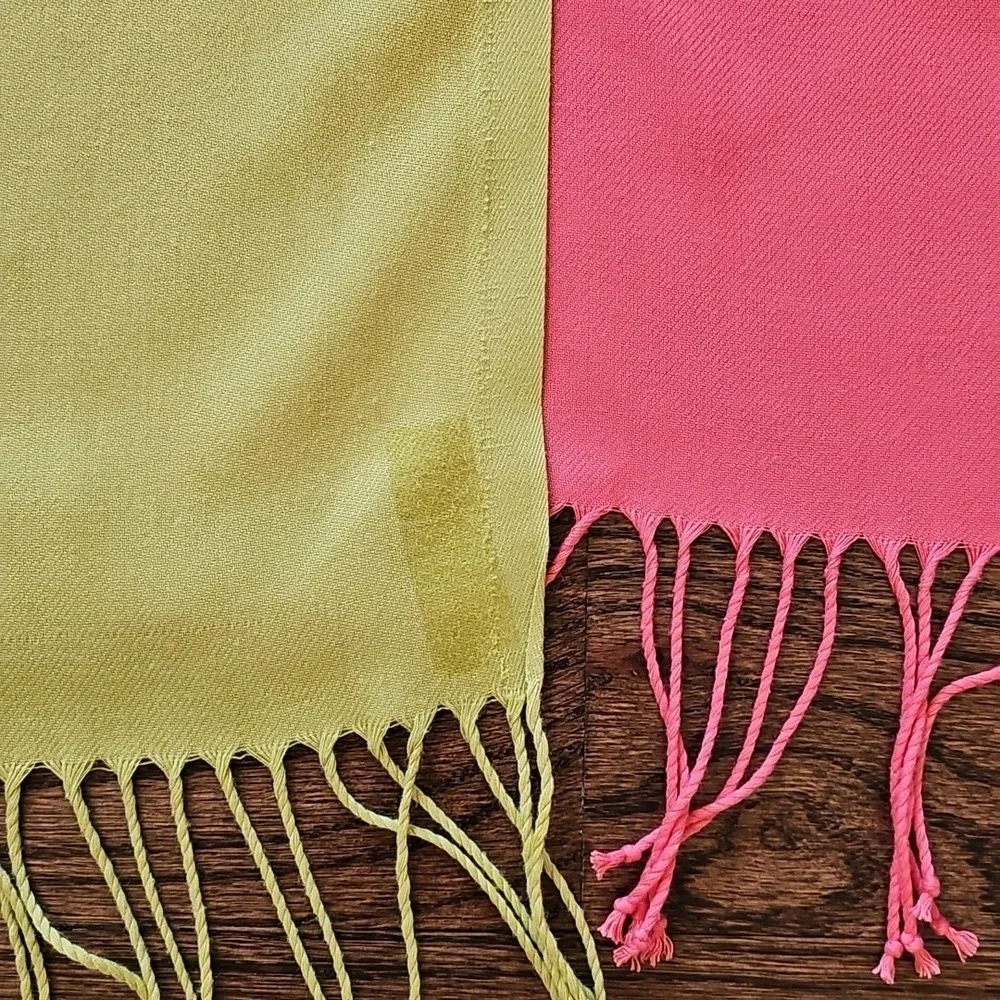 Set Of Lime Green And Pink Pashmina Scarf Wrap Shawl